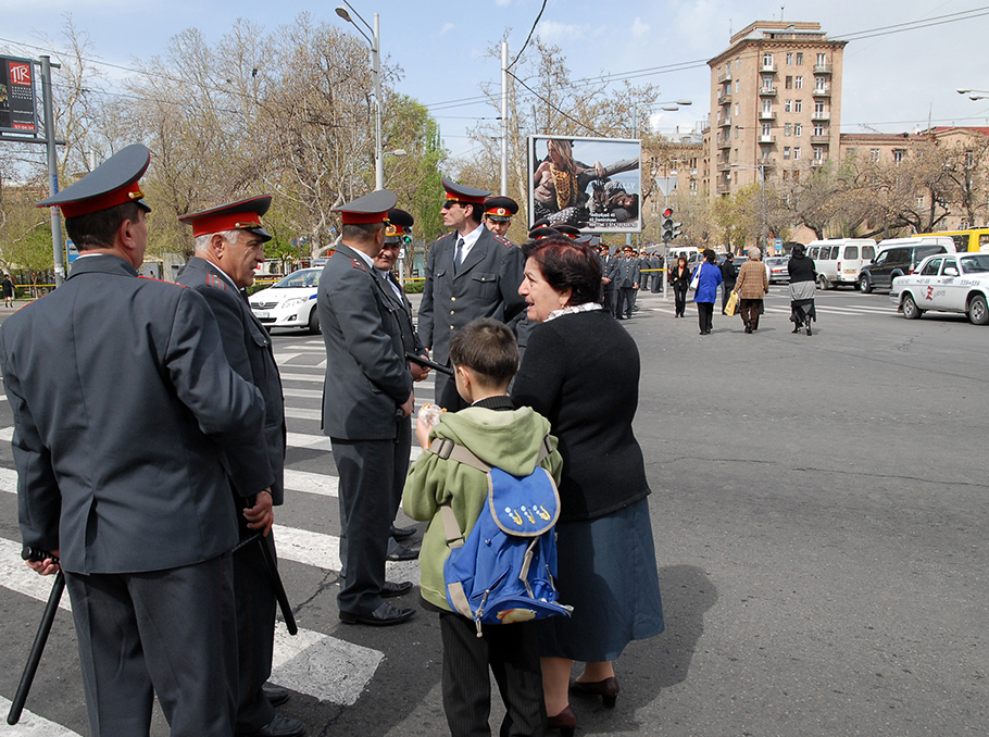On the streets of Yerevan on April 9, 2008