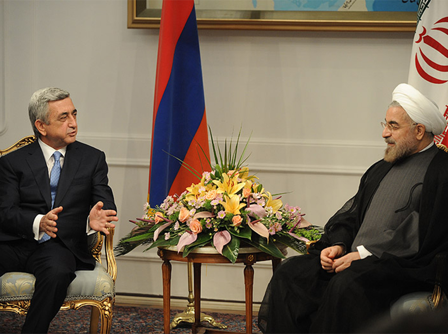 Serzh Sargsyan and Hassan Rouhani in Tehran on August 5, 2013 