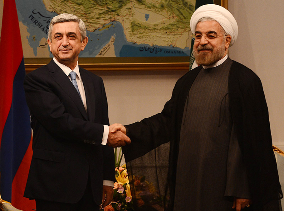 Serzh Sargsyan and Hassan Rouhani in Tehran on August 5, 2013 