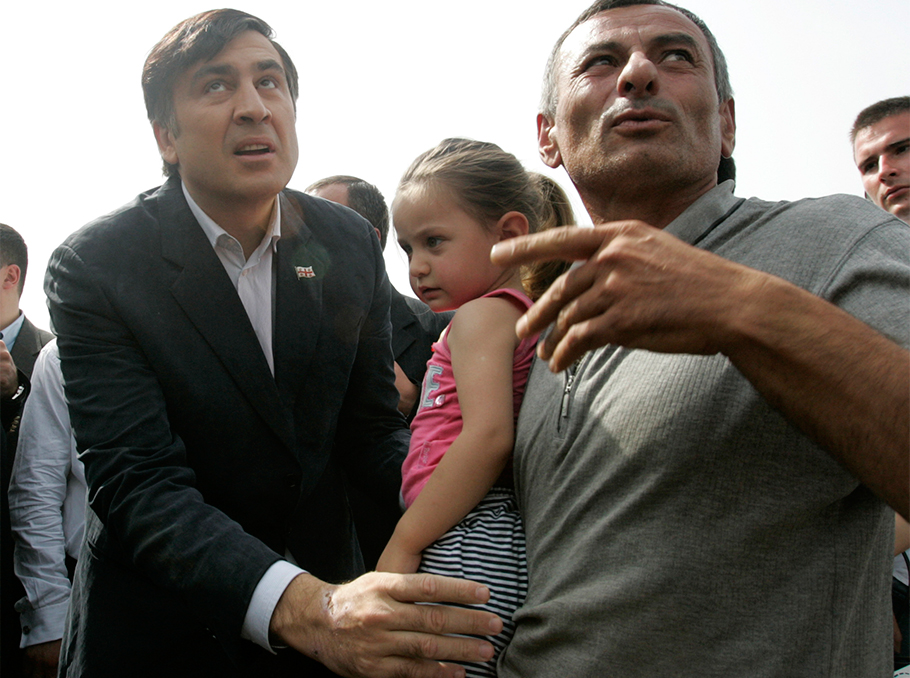 Михаил Саакашвили в Гори в августе 2008 года 