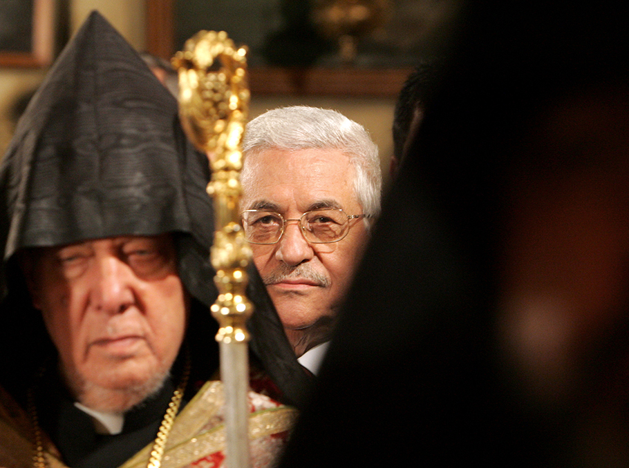 Armenian Patriarch Torgom II and Palestinial President Mahmoud Abbas 