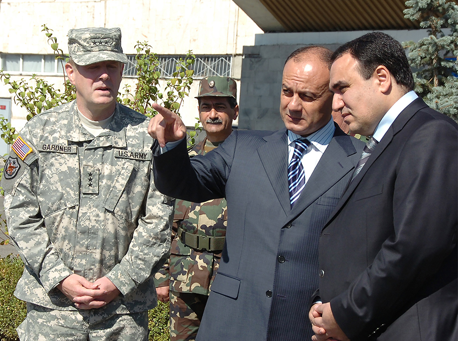 Seuran Ohanyan and Security Council Secretary Arthur Baghdasaryan at the opening ceremony of Cooperative Longbow/Cooperative Lancer 2008
