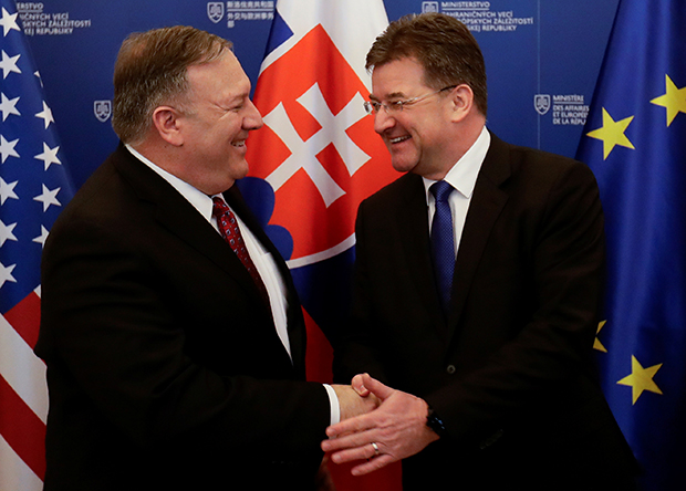 Miroslav Lajčák and U.S. Secretary of State Mike Pompeo in Bratislava (February, 2019)