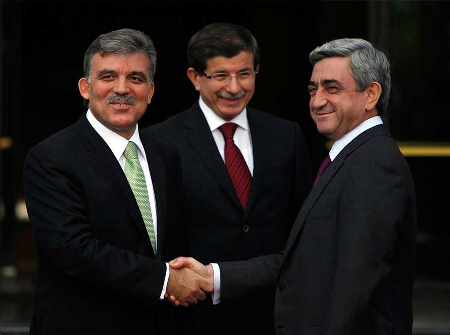 Abdullah Gul, Ahmet Davutoglu and Serzh Sargsyan 