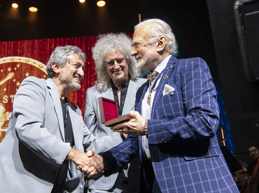Garik Israelian, Brian May and Buzz Aldrin in Zurich, June 2019