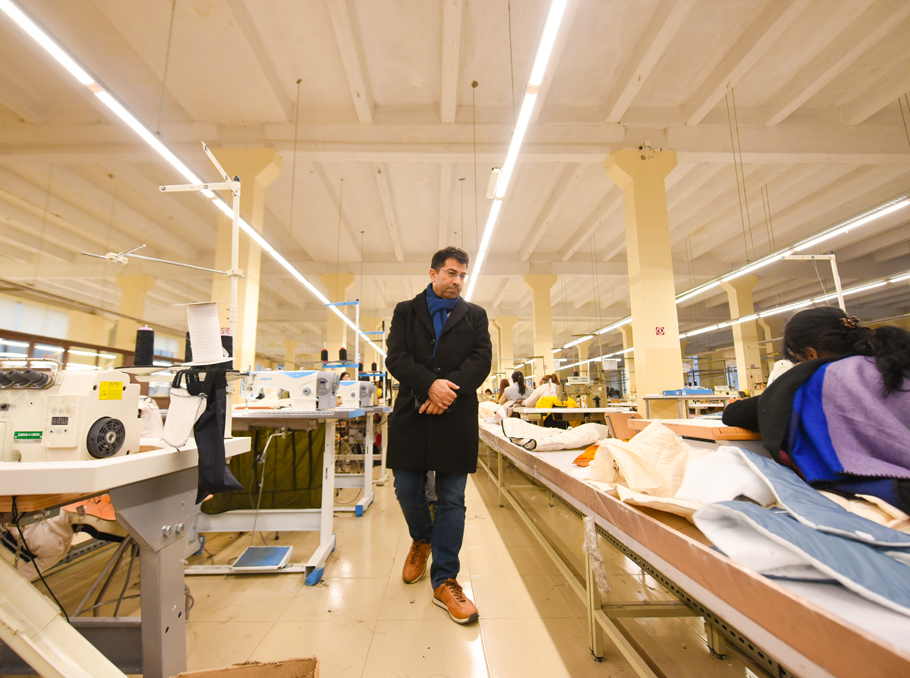 Mirza Dinnayi at the sewing facility in Stepanakert