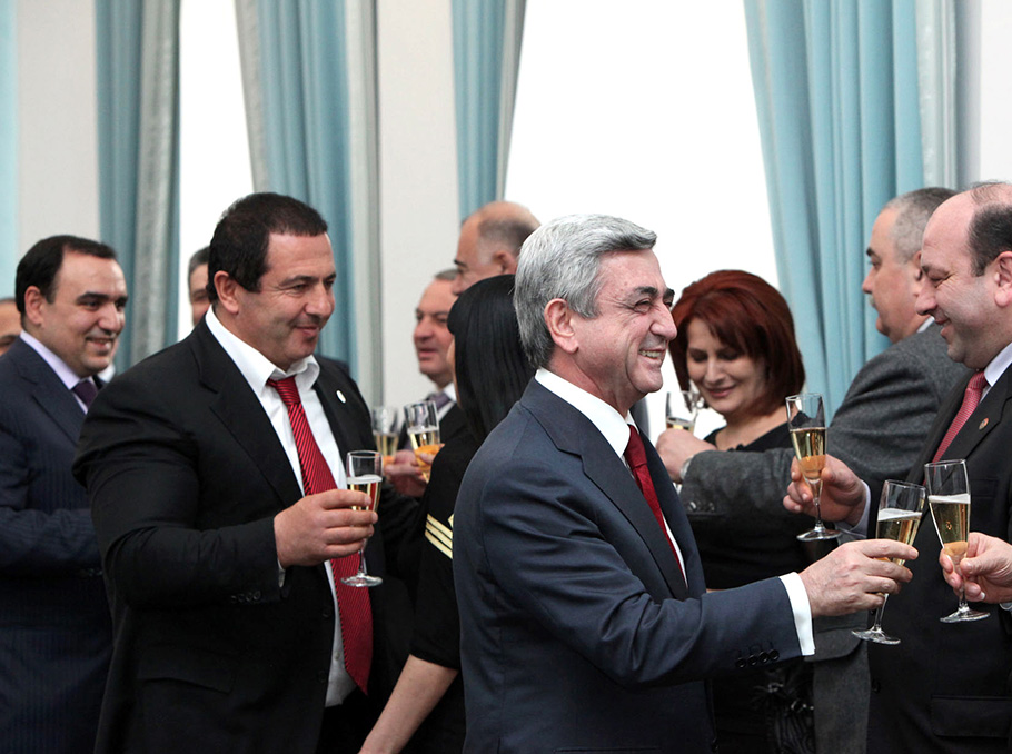 Arther Baghdasaryan, Gagik Tsarukyan and Serzh Sargsyan in February 17, 2011