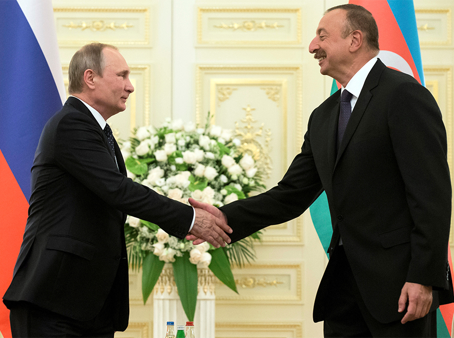 Владимир Путин и Ильхам Алиев в Баку в августе 2016 года