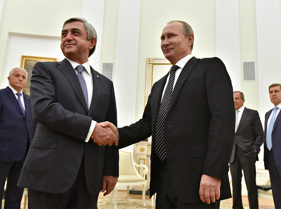 Владимир Путин и Серж Саргсян в Москве 10 августа 2016 года