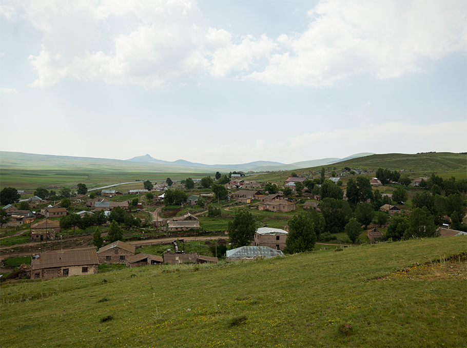 Panorama of Gegharot village from ancient site area