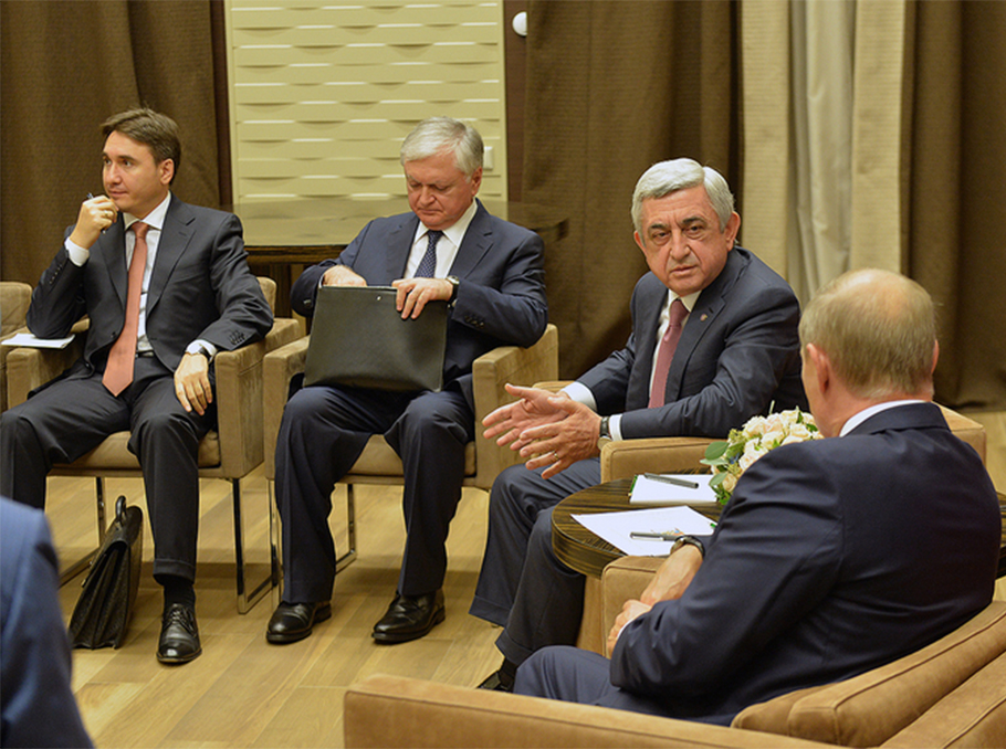 Serzh Sargsyan and Vladimir Putin on August 23, 2017