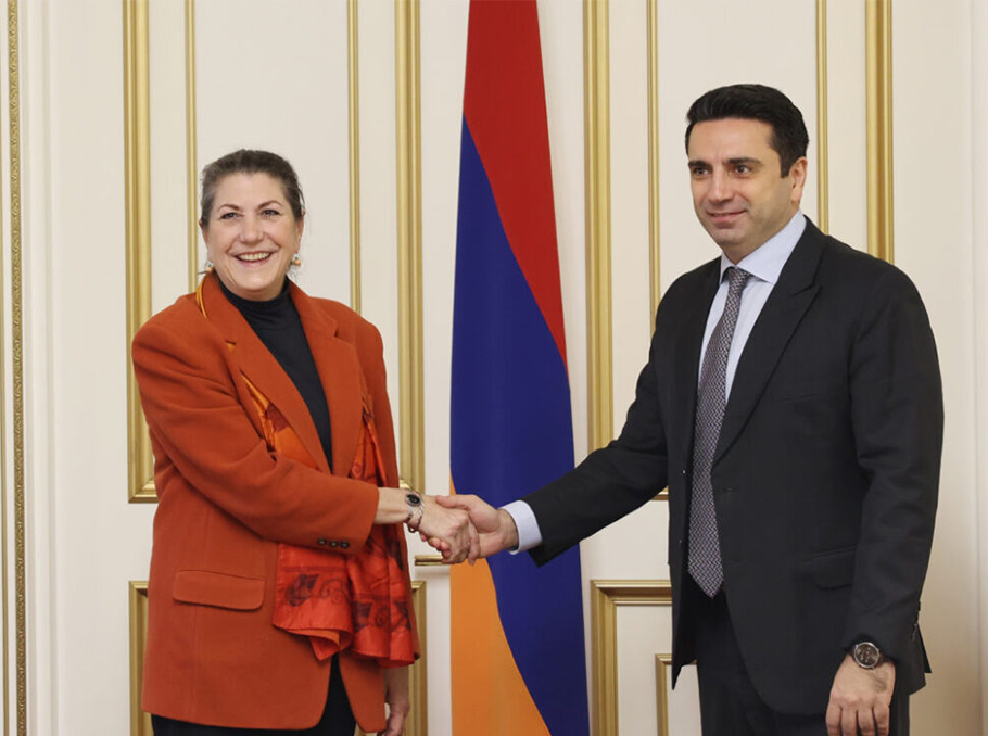 Эрин МкКи и спикер парламента Армении Ален Симонян