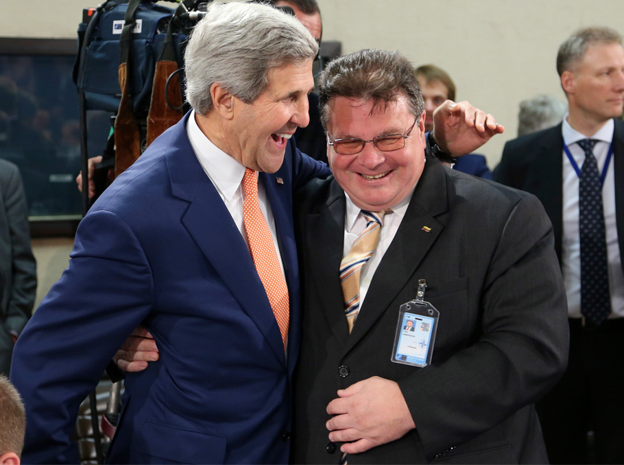 U.S. Secretary of State John Kerry and Lithuania's Foreign Minister Linas Linkevicius