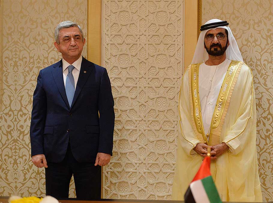 Serzh Sargsyan and Mohammed bin Rashid Al Maktoum