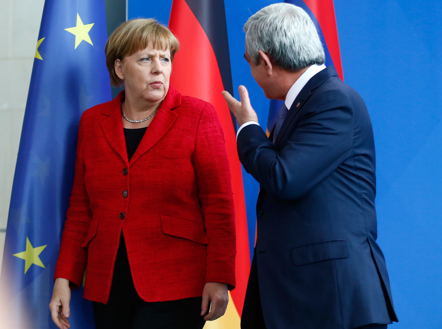 Angela Merkel and Serzh Sargsyan on 6 April 2016 in Berlin