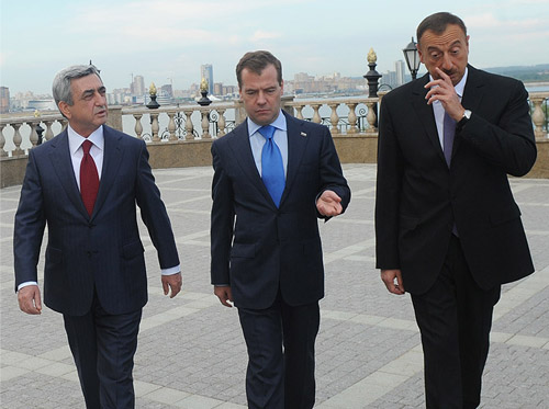 Президенты Азребайджана, России и Армении в Казани